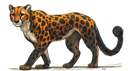 Cheetah with dark coat, walking, and wild.