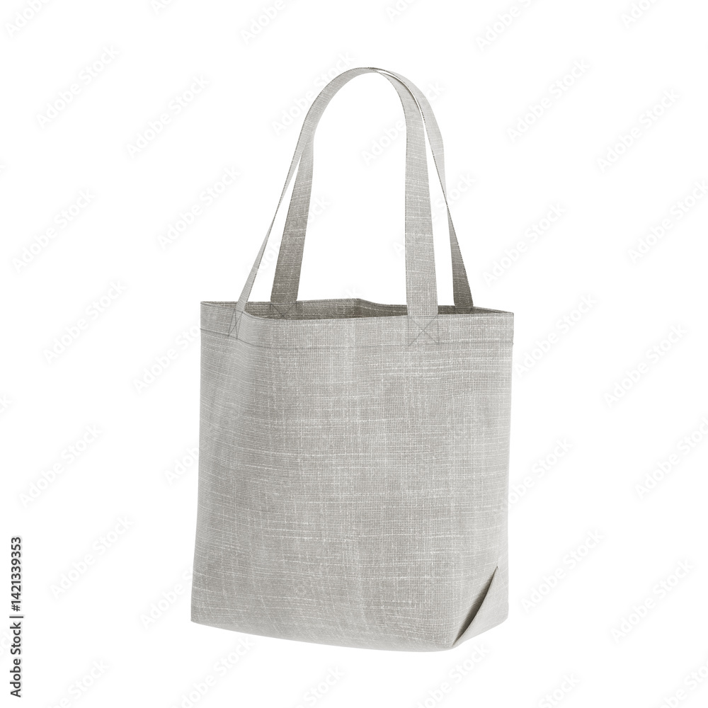 Poster White Blank Textile Tote Bag Mockup Template for Shopping with Handles. 3d Rendering