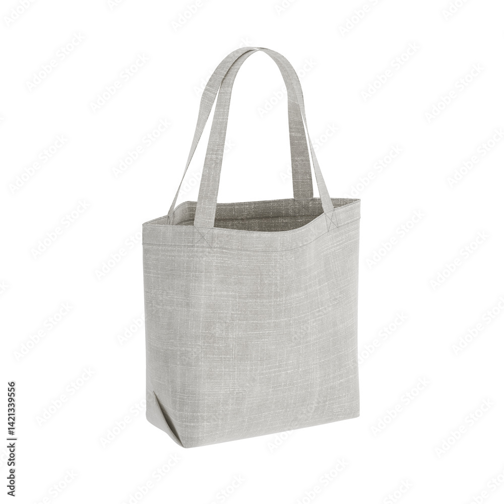 Poster white blank textile tote bag mockup template for shopping with handles. 3d rendering