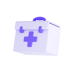 Cartoon Medical First Aid Kit Icon. 3d Rendering