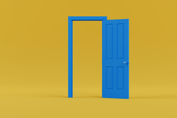 Opened Blue Door Web Icon. 3d Rendering
