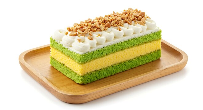 pandan sponge cake with layer and crumb topping