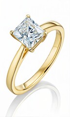 Yellow gold engagement ring with a radiant-cut diamond (Diamond)