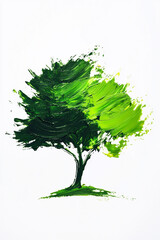 Abstract Green Tree Painting Symbolizing Sustainability and Nature. Generative AI