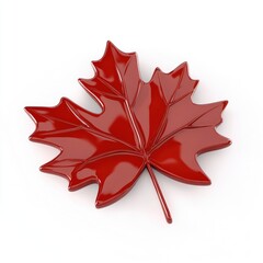 Vibrant red maple leaf illustration against a plain white backdrop.