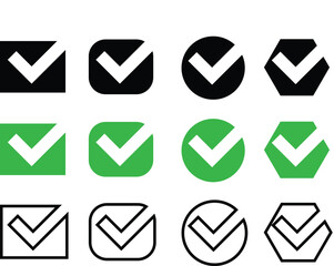 Green Check Mark Icons &ndash; Vector Tick Symbols
