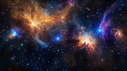 Naklejka premium Breathtaking Deep Space Nebula with Stars and Cosmic Dust Clouds