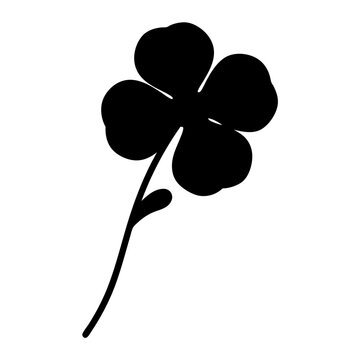 black four-leaf clover on white clip art preview