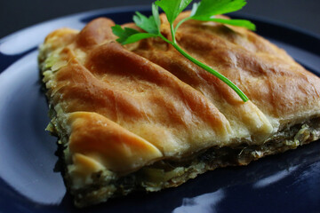 Spinach pie with cheese handmade 