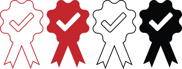 Digital Award Ribbon with Check Mark Editable Icons