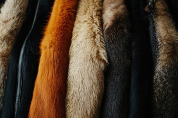 Fur coats of various colors