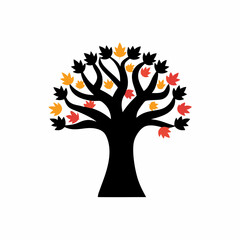 creative details Autumn tree icon Vector Illustration  