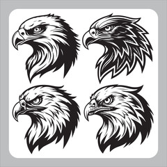 Eagle vector illustration set featuring cartoon and symbolic eagle designs in black and white