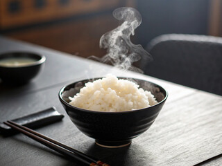 白米のイメージ、茶碗に盛られたご飯