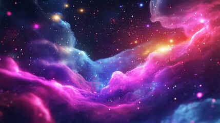 Obraz premium Colorful Cosmic Clouds and Stardust, A Mesmerizing Space Nebula