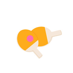 Ping pong rackets with a ball. Table tennis vector flat illustration on white isolated background