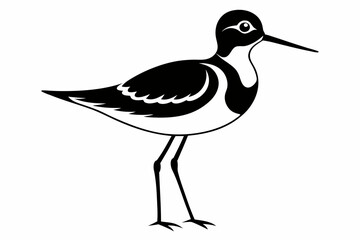 sandpiper silhouette line art vector illustration with a white background