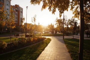 Obraz premium Autumn park scene in city