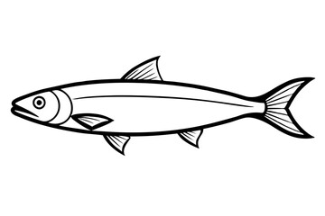 sardine silhouette line art vector illustration with a white background