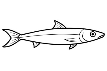 sardine silhouette line art vector illustration with a white background