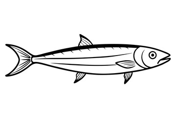 sardine silhouette line art vector illustration with a white background