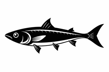 sardine silhouette line art vector illustration with a white background