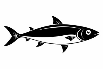 sardine silhouette line art vector illustration with a white background