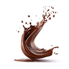 Fototapeta premium Chocolate liquid splash isolated on white background