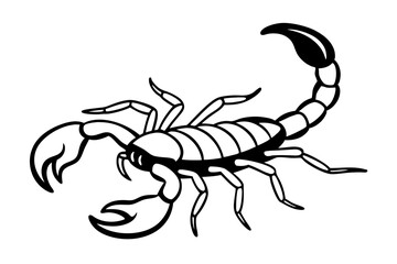 scorpion silhouette line art vector illustration with a white background