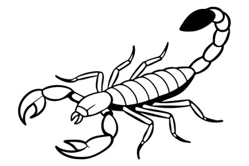 scorpion silhouette line art vector illustration with a white background