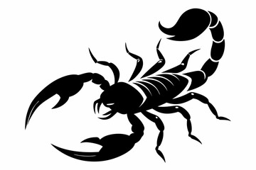 scorpion silhouette line art vector illustration with a white background