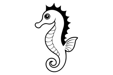 Fototapeta premium seahorse silhouette line art vector illustration with a white background