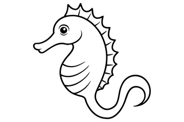 seahorse silhouette line art vector illustration with a white background