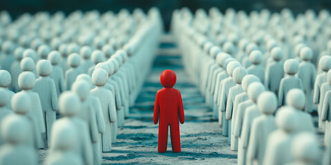 standing out from the crowd – symbolic image of individuality, leadership, uniqueness or social difference, ideal for business presentations, HR materials, or marketing campaigns