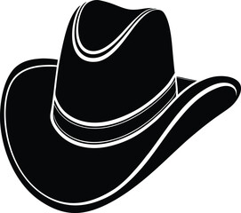 Classic Stetson Cowboy Hat in Black | Western Style Silhouette Vector