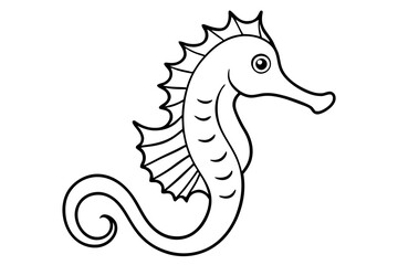 seahorse silhouette line art vector illustration with a white background