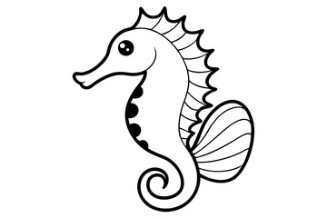 Obraz premium seahorse silhouette line art vector illustration with a white background