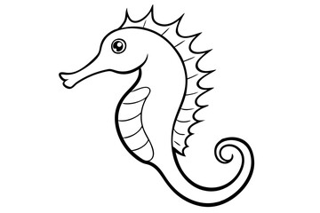 seahorse silhouette line art vector illustration with a white background
