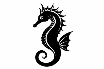 Obraz premium seahorse silhouette line art vector illustration with a white background