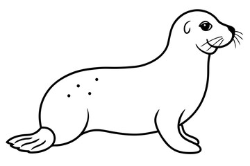 seal silhouette line art vector illustration with a white background