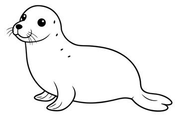 seal silhouette line art vector illustration with a white background