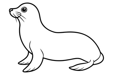seal silhouette line art vector illustration with a white background