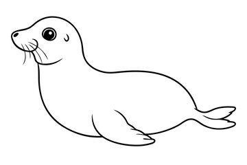 seal silhouette line art vector illustration with a white background