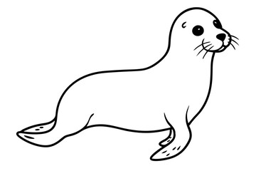 seal silhouette line art vector illustration with a white background