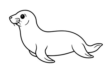 seal silhouette line art vector illustration with a white background