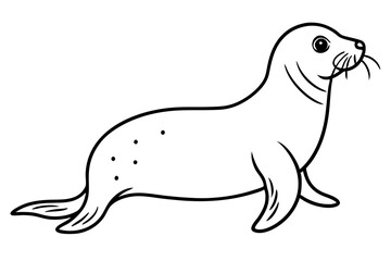 seal silhouette line art vector illustration with a white background
