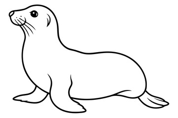 seal silhouette line art vector illustration with a white background