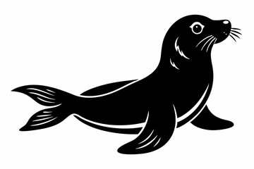 seal silhouette line art vector illustration with a white background