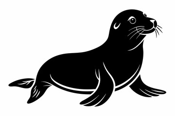 seal silhouette line art vector illustration with a white background