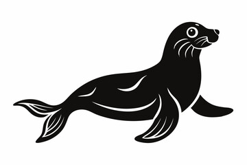 seal silhouette line art vector illustration with a white background